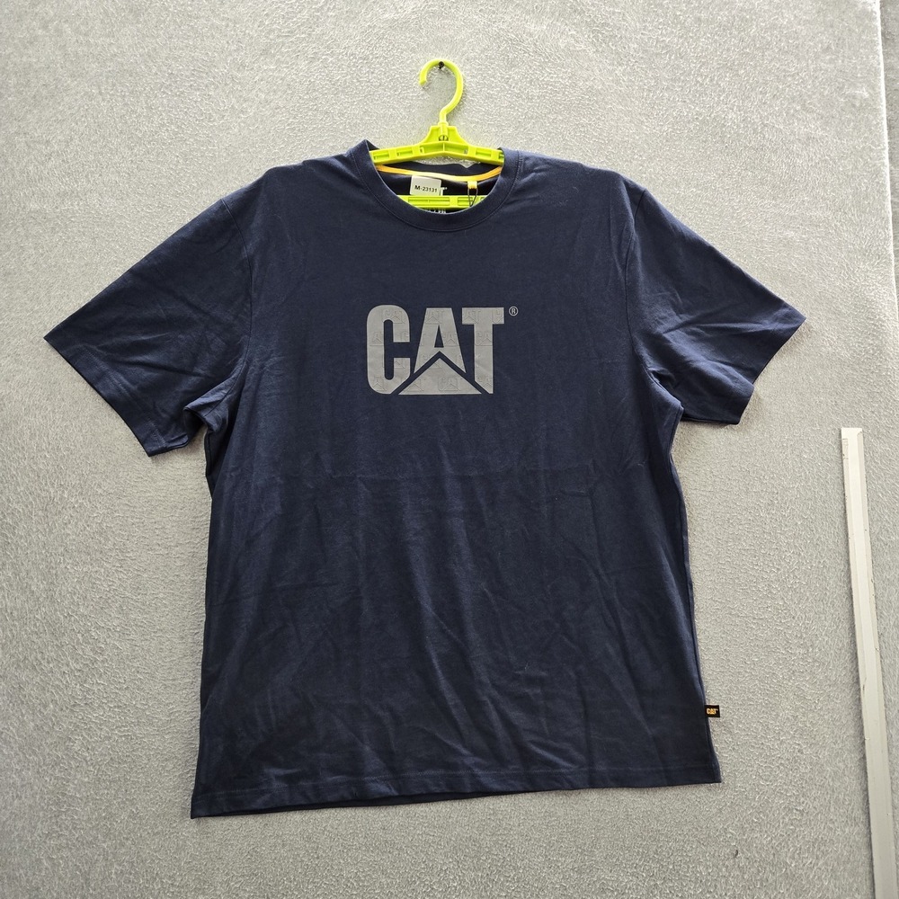 CAT Men Shirt‎ XL Navy Blue Logo Short Sleeve NWT